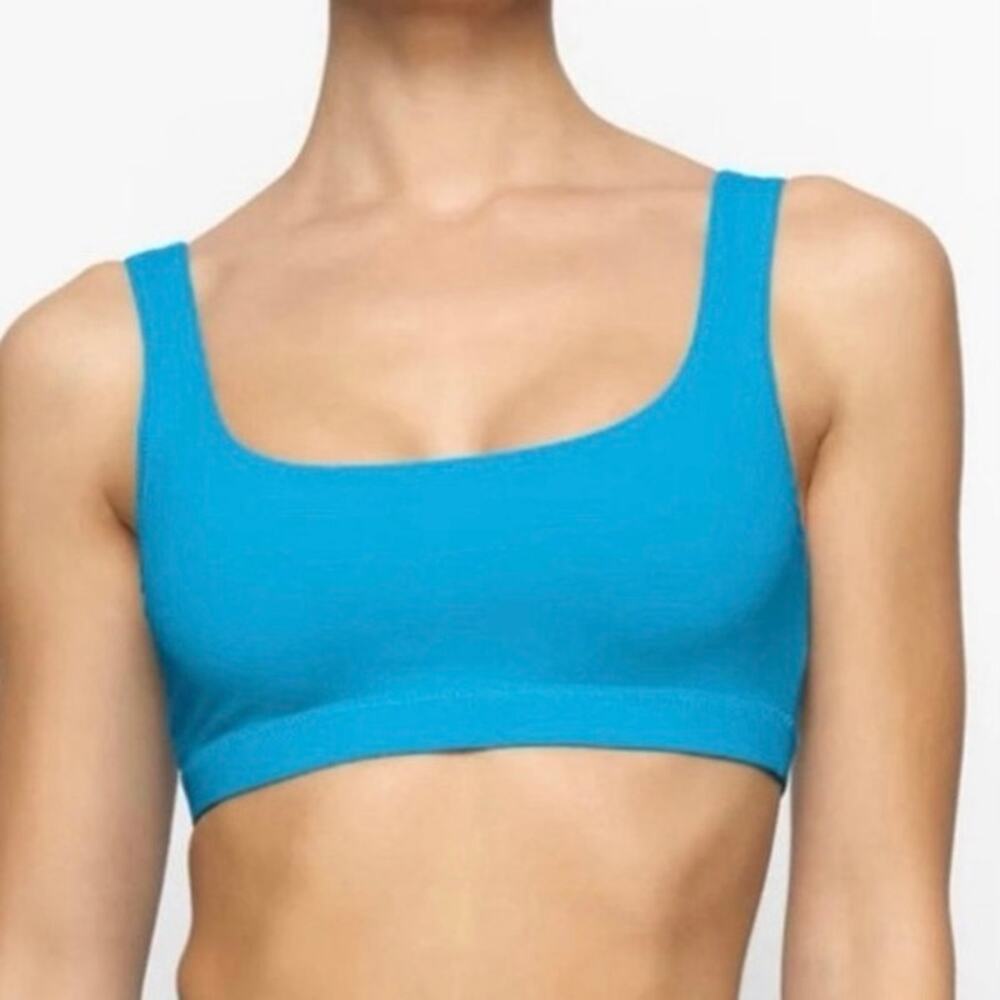 Womens Skims Recycled Swim Tank Bikini Top Only Turquoise Size M EUC!